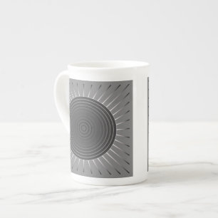 Modern geometrisk solsprängning - Mörk Hematite Gr Benporslin Mugg