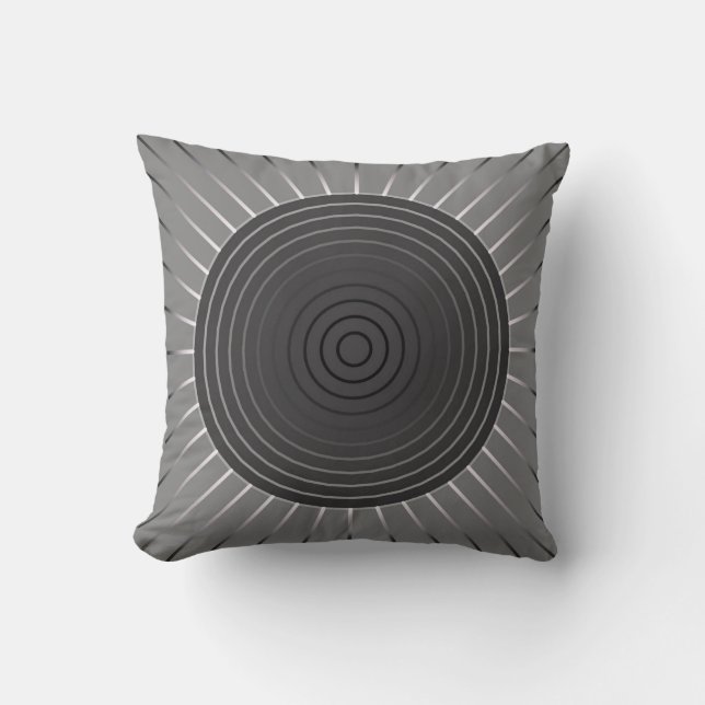 Modern geometrisk solsprängning - Mörk Hematite Gr Kudde (Framsida)