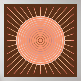 Modern geometrisk solsprängning - persikor och bru poster