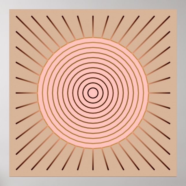 Modern geometrisk solsprängning - persikor och tan poster (Framsidan)