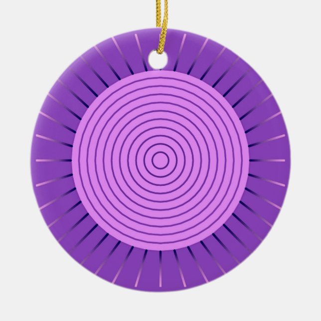 Modern geometrisk solstrålning - ametistlila julgransprydnad keramik (Framsidan)