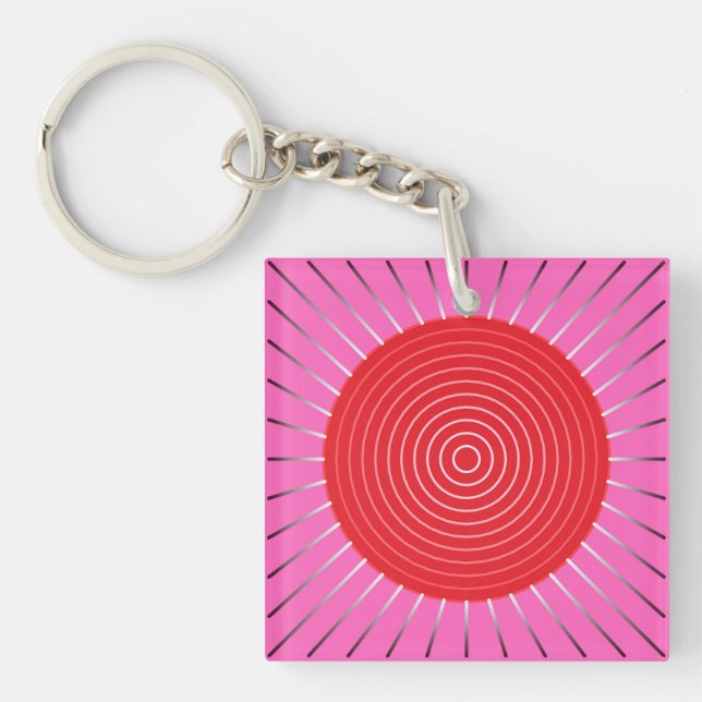 Modern geometrisk solstrålning - Fuchsia och röd (Framsidan)