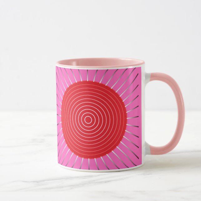 Modern geometrisk solstrålning - Fuchsia och röd Mugg (Höger)