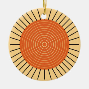 Modern geometrisk solstrålning - Mandarin Orange Julgransprydnad Keramik