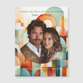 Modern geometrisk Spara datum, fotomagnet