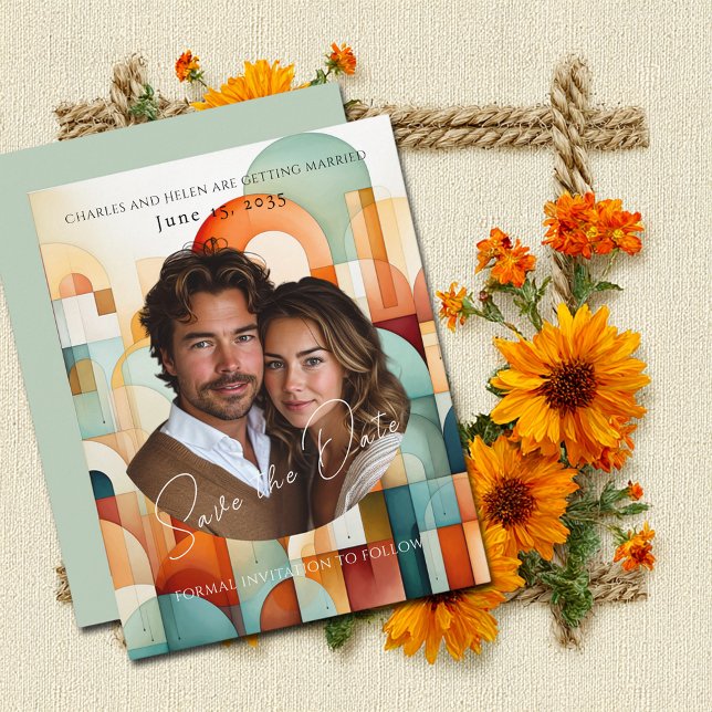 Modern geometrisk spara datumet, fotomagnet spara datumet (Skapare uppladdad)