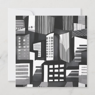 Modern geometrisk stad | Svart & Vit kort