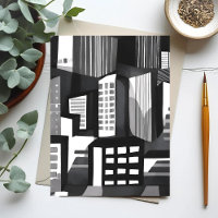Modern geometrisk stad | Svart & Vit Modern