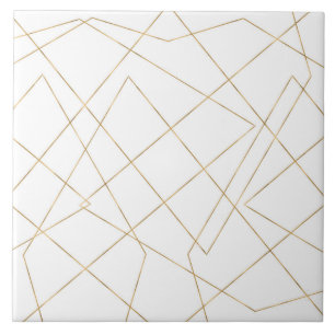 Modern geometrisk streck i Guld - abstrakt design Kakelplatta