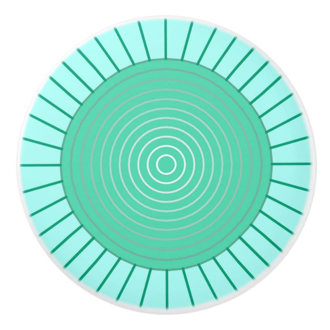 Modern geometrisk Sunburst - Aqua och Seafoam Knopp (Framsidan)