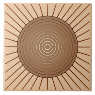 Modern geometrisk Sunburst - brunt och solbränna Kakelplatta