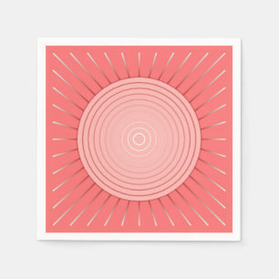 Modern geometrisk Sunburst - djup korallrosa Pappersservett