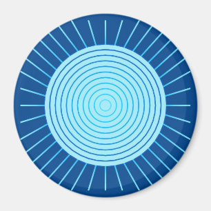 Modern geometrisk Sunburst - koboltblått och Aqua Magnet