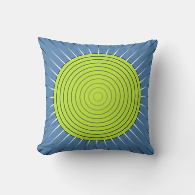 Modern geometrisk Sunburst - limefrukt- och Kudde (Framsida)