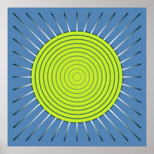 Modern geometrisk Sunburst - limefrukt- och Poster