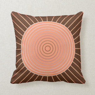Modern geometrisk Sunburst - persika och brunt Kudde