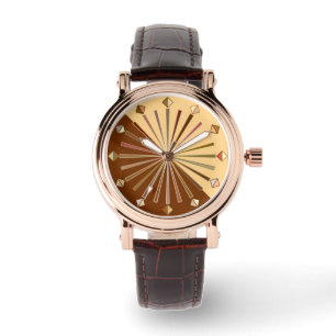 Modern geometrisk Sunburst, senapsgultt guld Armbandsur