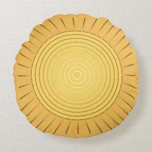 Modern geometrisk Sunburst - senapsgultt guld/gult Rund Kudde