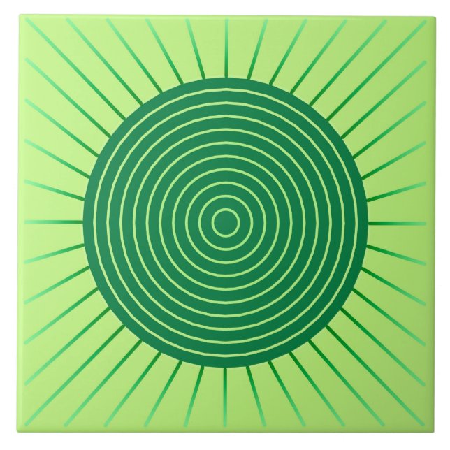Modern geometrisk Sunburst - smaragdgrönt och Kakelplatta (Framsidan)