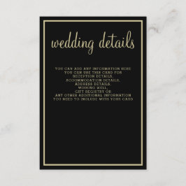 modern geometrisk svart guld bröllop tilläggskort