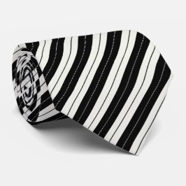 Modern geometrisk svart-vit randig  slips