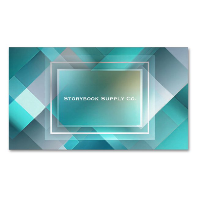 Modern Geometrisk Teal Abstrakt Lagerbyggd Magnetiska Visitkort (Framsida)