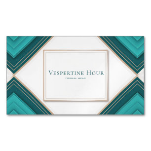 Modern geometrisk teal guld chevron skiktad konst magnetiska visitkort