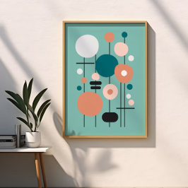 Modern geometrisk teal lax abstrakt konst poster