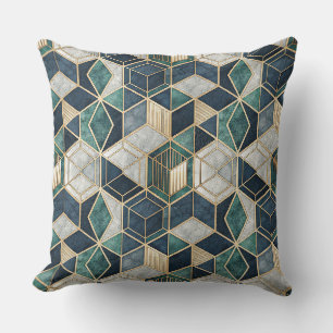 Modern geometrisk teal och guld abstrakt mönster kudde