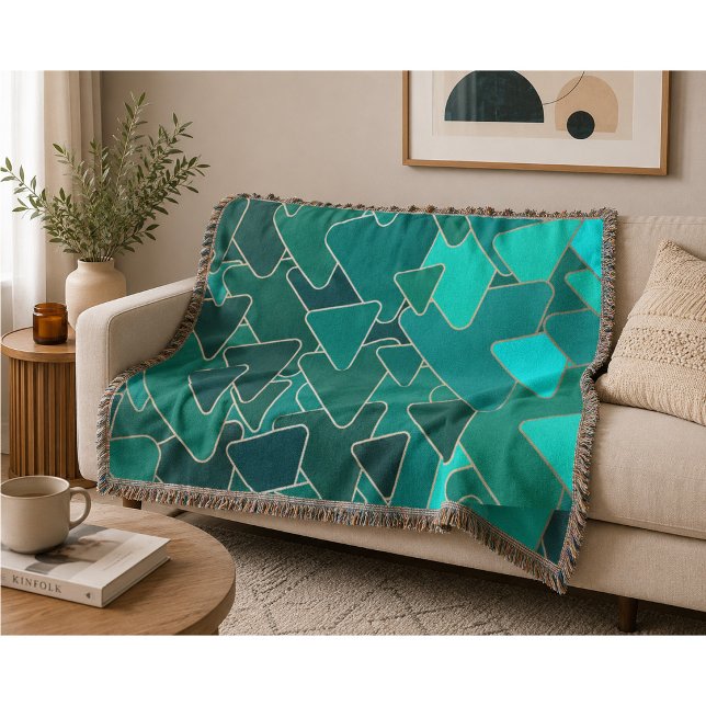 Modern geometrisk teal triangel  filt (Skapare uppladdad)
