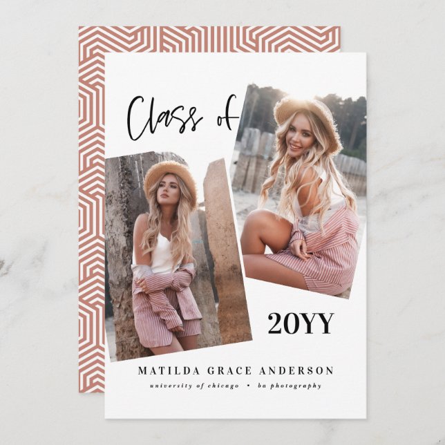 Modern geometrisk terracotta-fotostudentfest (Fram/baksida)