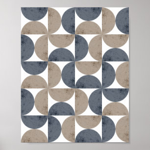 Modern geometrisk texturerad halvmåne mitten av år poster