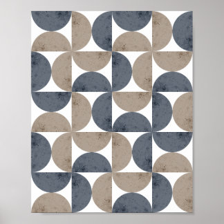 Modern geometrisk texturerad halvmåne mitten av år poster