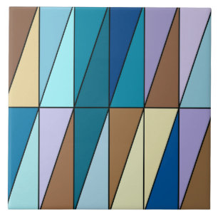 Modern geometrisk triangel, blå och kaffebrun kakelplatta