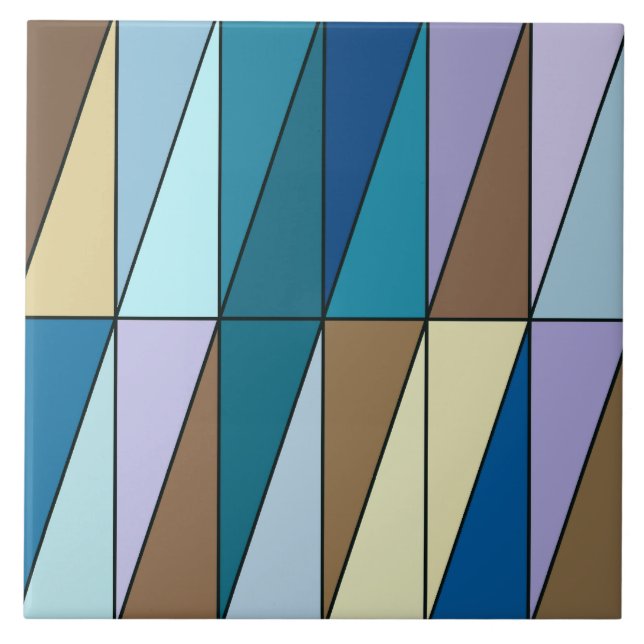 Modern geometrisk triangel, blå och kaffebrun kakelplatta (Framsidan)