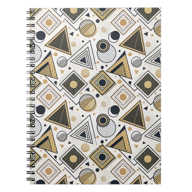 Modern geometrisk triangel- och cirkelmönsterkonst anteckningsbok (Framsidan)