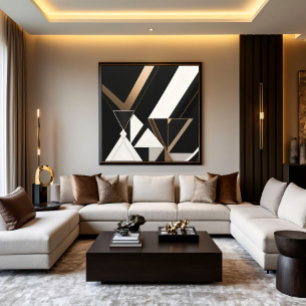 Modern geometrisk trianglar Art Deco Canvastryck