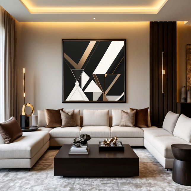 Modern geometrisk trianglar Art Deco Canvastryck (Skapare uppladdad)