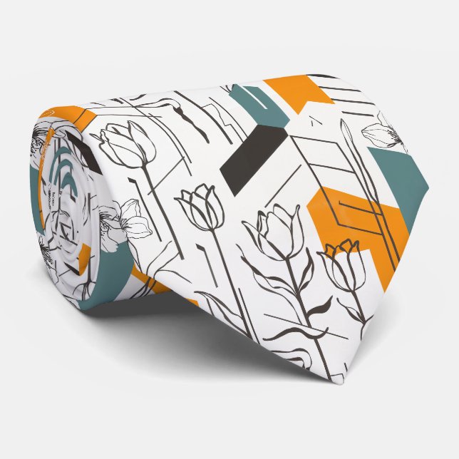 Modern geometrisk tulpan linjekonst mönster slips (Rullad)