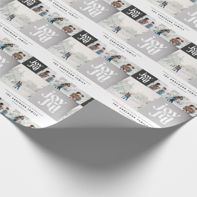 Modern geometrisk typografi Silver chic-julmas Presentpapper (Hörn)