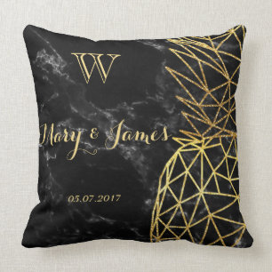 Modern geometrisk utformning av ananas guld bröllo kudde
