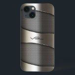 Modern geometrisk utformning av metallisk geometri<br><div class="desc">Modern geometrisk,  glansig metallisk grått-design. Anpassningsbar monogram. Shine and metallic look är en digital illusion och inte en riktig shine.</div>