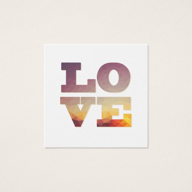Modern geometrisk utformning av ord-kortet kärlek fyrkantigt visitkort (Framsida)