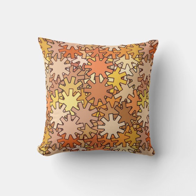 Modern geometrisk växel, Mustard Guld och Brown Kudde (Framsida)