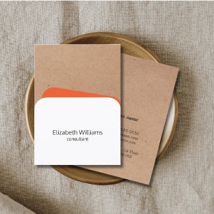 Modern Geometrisk Vit Orange Kraft Konsult Visitkort