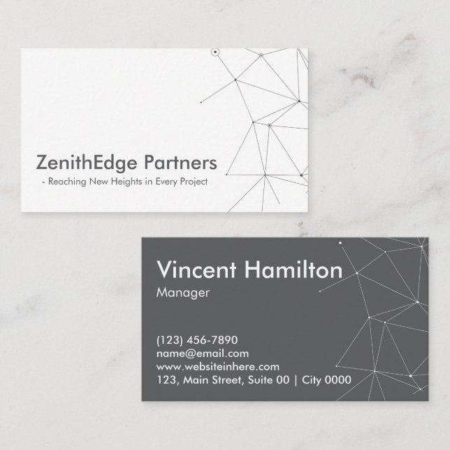 Modern Geometrisk ZenithEdge Partners Slank Minima Visitkort (Fram/baksida)