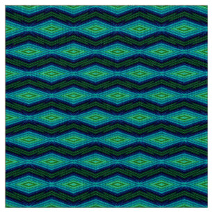 Modern geometrisk zigzag mönster blue och grönt tyg