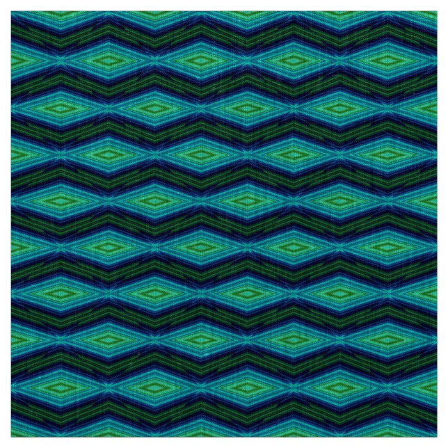 Modern geometrisk zigzag mönster blue och grönt tyg (Prov)