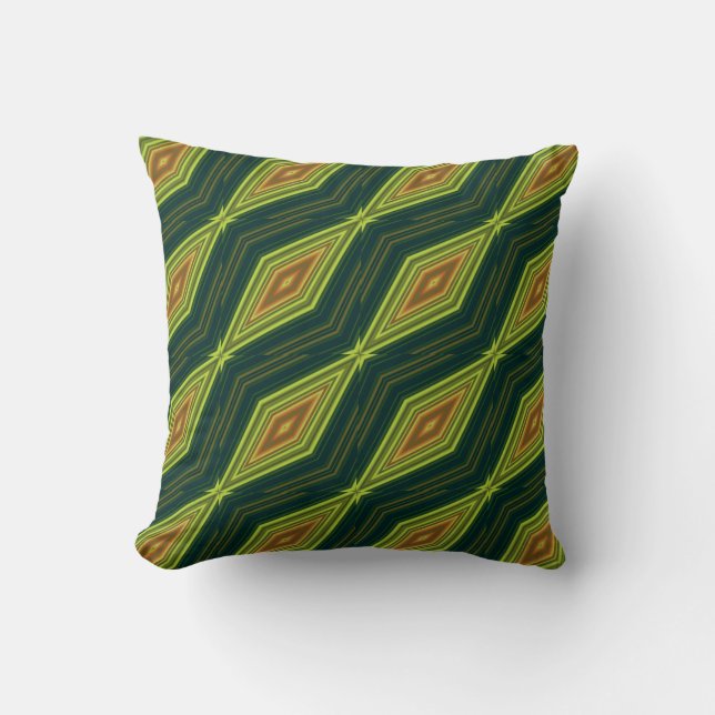 Modern geometrisk zigzag mönster grönt och beige kudde (Framsida)