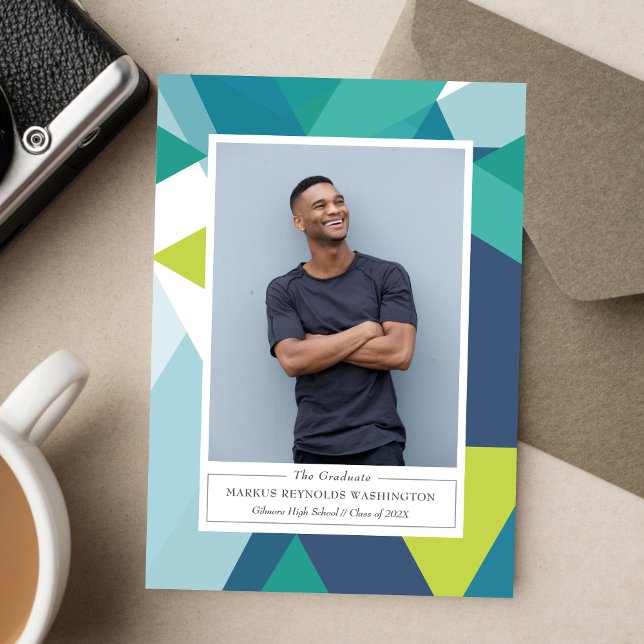 Modern Geometry 2 Photo Graduation Invitation Inbjudningar (Skapare uppladdad)